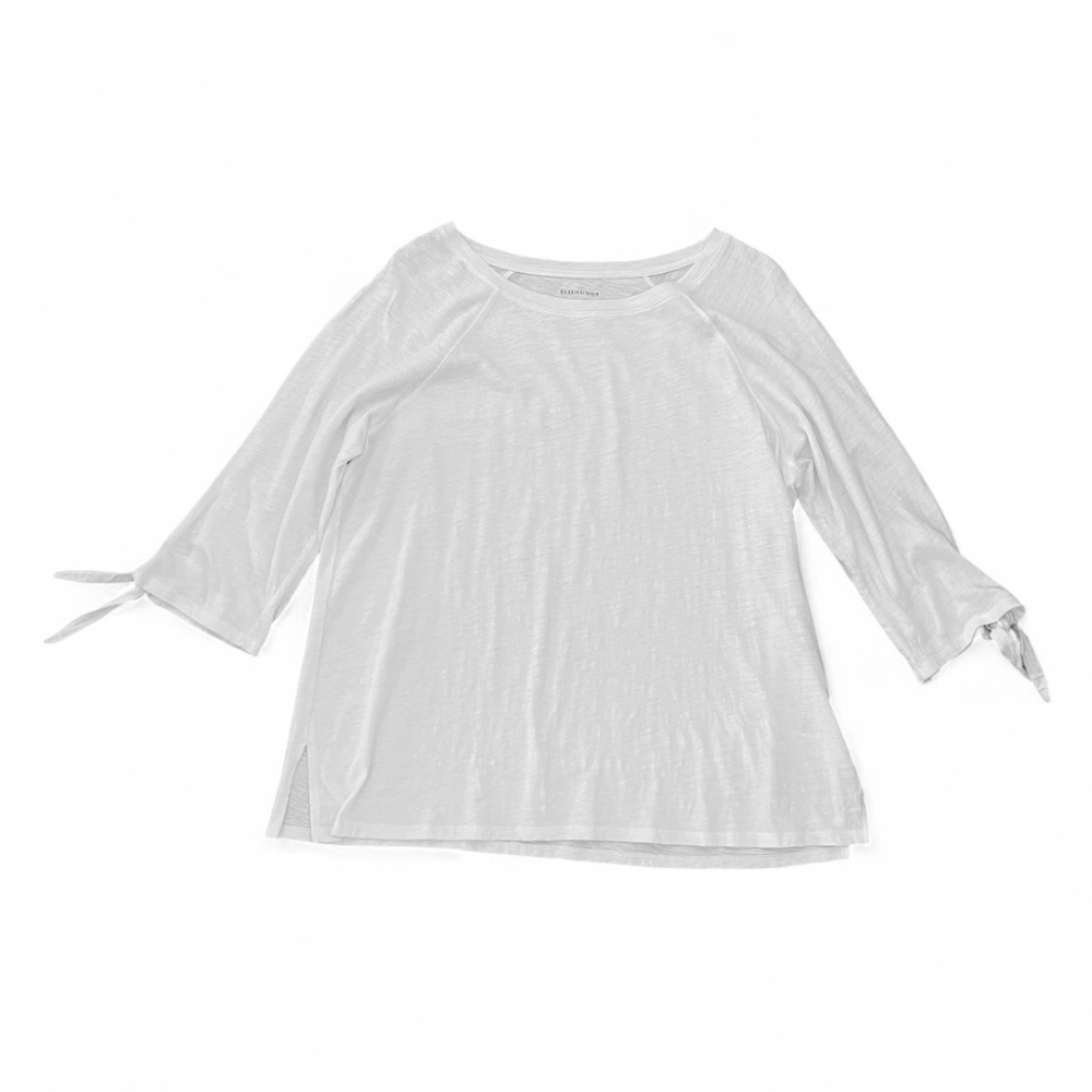 Eileen Fisher White 100% Organic Cotton Mid Sleeve w/Ties Womenβs Size M